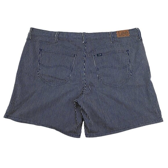 NEW Lee SIZE 22 (44x7") Navy Railroad Stripe Stretch Midrise Regular Fit Shorts - Picture 2 of 6